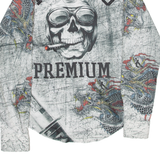 Mens Shirt Grey Crazy Pattern Long Sleeve M