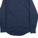 TOMMY HILFIGER Slim Fit Mens Plain Shirt Blue Long Sleeve S