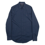 TOMMY HILFIGER Slim Fit Mens Plain Shirt Blue Long Sleeve S