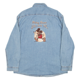 DISNEY Mens Denim Shirt Blue Long Sleeve XL