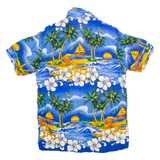 Mens Hawaiian Shirt Blue Floral L