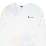 CHAMPION Tie-dye Womens T-Shirt White Long Sleeve S