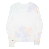 CHAMPION Tie-dye Womens T-Shirt White Long Sleeve S