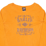 HARLEY DAVIDSON Womens T-Shirt Orange Long Sleeve XL