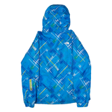 THE NORTH FACE Womens Ski Jacket Blue Hooded Crazy Pattern L