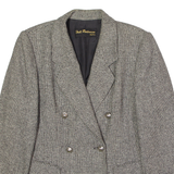 HEDI PORTMAN Womens Blazer Jacket Grey Knit Wool 90s Houndstooth UK 10