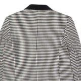 C&A Womens Blazer Jacket Black Wool 90s Houndstooth UK 14