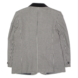 C&A Womens Blazer Jacket Black Wool 90s Houndstooth UK 14