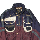 DESCENTE Mens Ski Jacket Maroon Hooded Colourblock 2XL