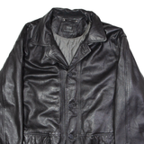 TCM Mens Trench Jacket Black Leather 90s L