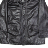 TCM Mens Trench Jacket Black Leather 90s L