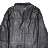 TCM Mens Trench Jacket Black Leather 90s L