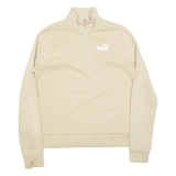PUMA Womens Sweatshirt Beige 1/4 Zip S