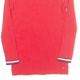 TOMMY HILFIGER Womens Jumper Red Cable Knit 3/4 Sleeve XS