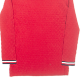 TOMMY HILFIGER Womens Jumper Red Cable Knit 3/4 Sleeve XS