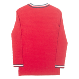 TOMMY HILFIGER Womens Jumper Red Cable Knit 3/4 Sleeve XS