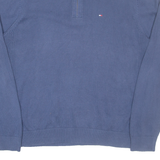 TOMMY HILFIGER Mens Jumper Blue 1/4 Zip Tight Knit L