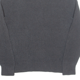 TOMMY HILFIGER Mens Jumper Grey Button Neck Waffle Knit L