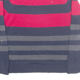 TOMMY HILFIGER Mens Patterned Jumper Blue Striped Tight Knit XL
