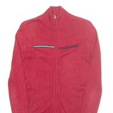 TOMMY HILFIGER Mens Cardigan Red High Neck Tight Knit XS