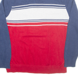 TOMMY HILFIGER Mens Patterned Jumper Red Striped 1/4 Zip Tight Knit L
