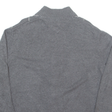 TOMMY HILFIGER Mens Patterned Cardigan Grey Argyle High Neck Tight Knit XL