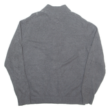 TOMMY HILFIGER Mens Patterned Cardigan Grey Argyle High Neck Tight Knit XL