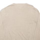 TOMMY HILFIGER Mens Jumper Brown V-Neck Tight Knit XL