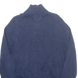 TOMMY HILFIGER Mens Cardigan Blue High Neck Tight Knit M