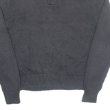 POLO RALPH LAUREN Mens Jumper Grey Button Neck Tight Knit M