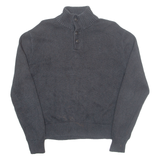 POLO RALPH LAUREN Mens Jumper Grey Button Neck Tight Knit M