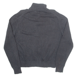 POLO RALPH LAUREN Mens Jumper Grey Button Neck Tight Knit M