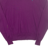 POLO RALPH LAUREN Womens Jumper Purple V-Neck Tight Knit Wool L