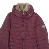 DIESEL Womens Puffer Jacket Maroon Hooded M