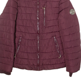 DIESEL Womens Puffer Jacket Maroon Hooded M