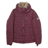 DIESEL Womens Puffer Jacket Maroon Hooded M