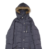 DIESEL Womens Puffer Coat Blue Hooded S
