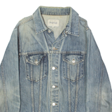 MOTO Distressed Mens Denim Jacket Blue S