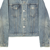 MOTO Distressed Mens Denim Jacket Blue S