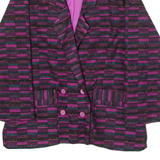 DIVINA OF SWITZERLAND Womens Blazer Jacket Purple Knit Wool 90s Crazy Pattern UK 10