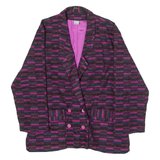 DIVINA OF SWITZERLAND Womens Blazer Jacket Purple Knit Wool 90s Crazy Pattern UK 10