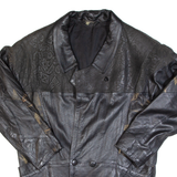 Womens Blazer Jacket Black Faux Leather 90s UK 16