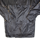 Womens Blazer Jacket Black Faux Leather 90s UK 16