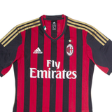 ADIDAS AC Milan Mens Football Shirt Jersey Red V-Neck S