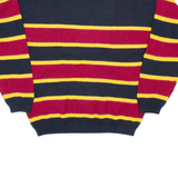 TOMMY HILFIGER Mens Patterned Jumper Black Striped Tight Knit L