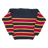 TOMMY HILFIGER Mens Patterned Jumper Black Striped Tight Knit L