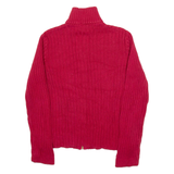 CHAPS Womens Cardigan Red 1/2 Zip Cable Knit L