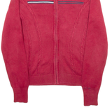 TOMMY HILFIGER Womens Cardigan Red High Neck Cable Knit M