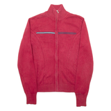 TOMMY HILFIGER Womens Cardigan Red High Neck Cable Knit M