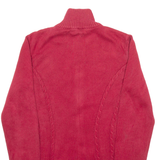 TOMMY HILFIGER Womens Cardigan Red High Neck Cable Knit M